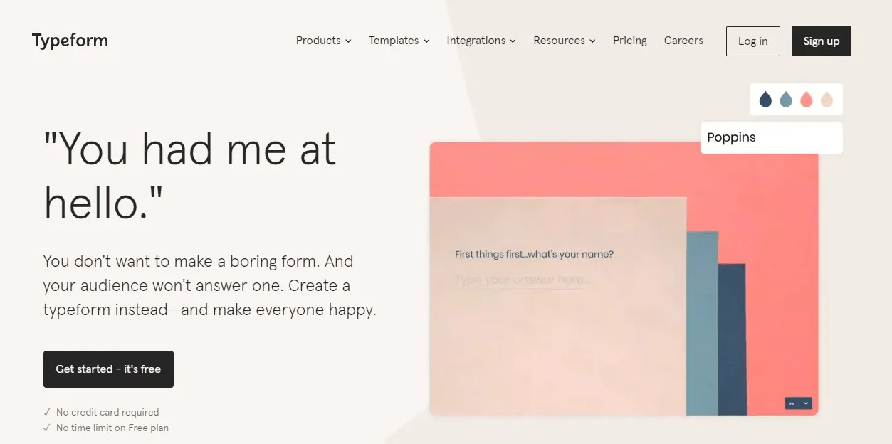 Typeform Hjemmeside