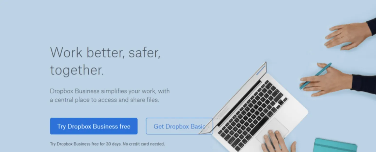 Прыклад CTA Dropbox - стратэгіі пашырэння спісу адрасоў электроннай пошты Прыклад CTA Dropbox - стратэгіі пашырэння спісу адрасоў электроннай пошты