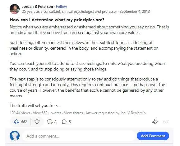 Jordan Petersons Quora antwoord op principes Jordan Petersons Quora antwoord op principes