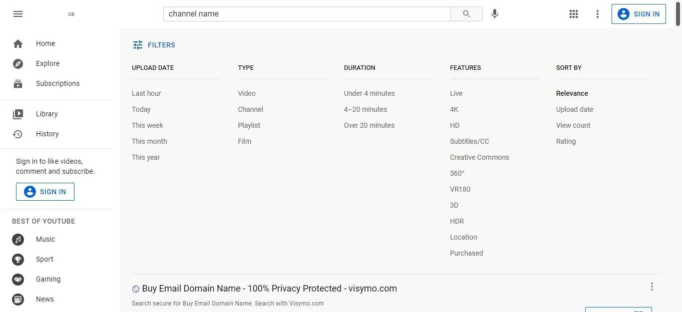 Wyszukiwanie nazwy kanału YouTube