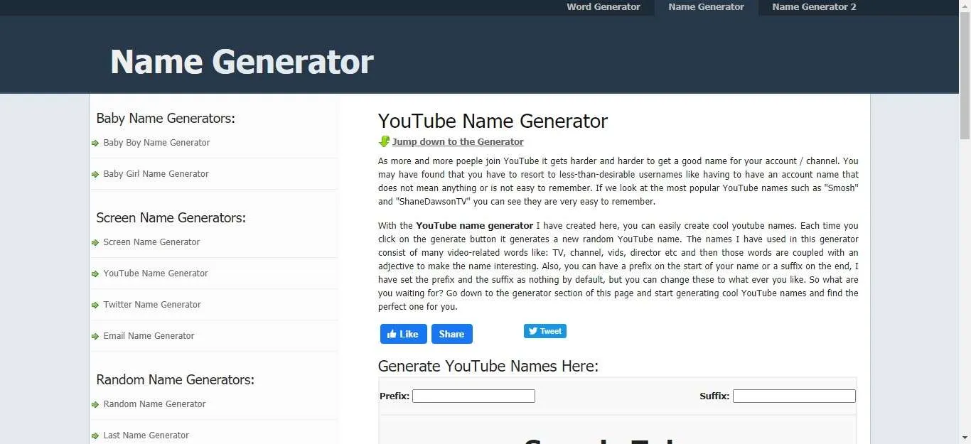 Generator nazw YouTube
