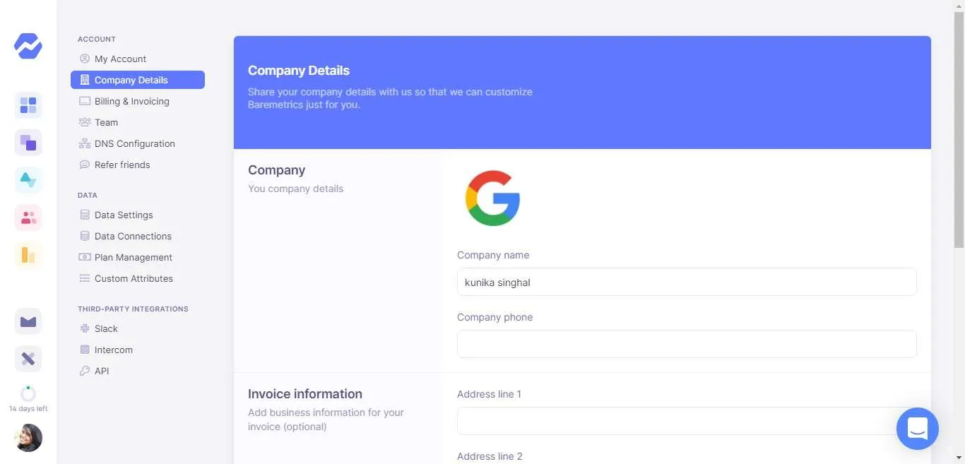 change baremetrics