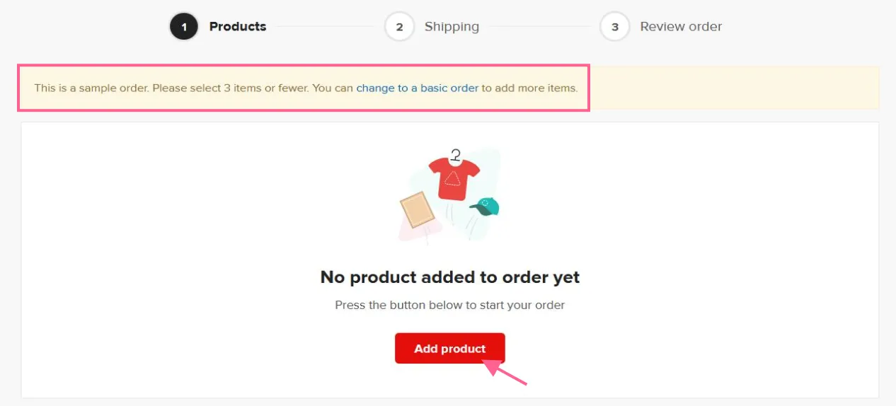Legger til prøveprodukter på printful