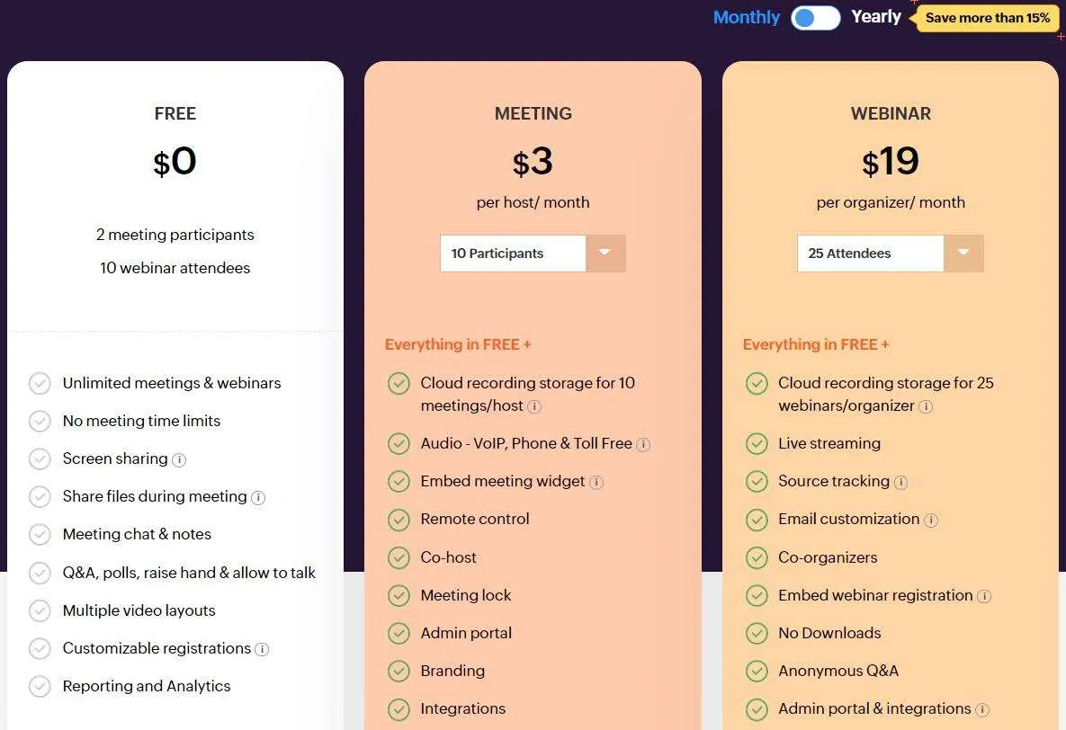 Цэны на сустрэчу Zoho 1 Цэны на сустрэчу Zoho 1