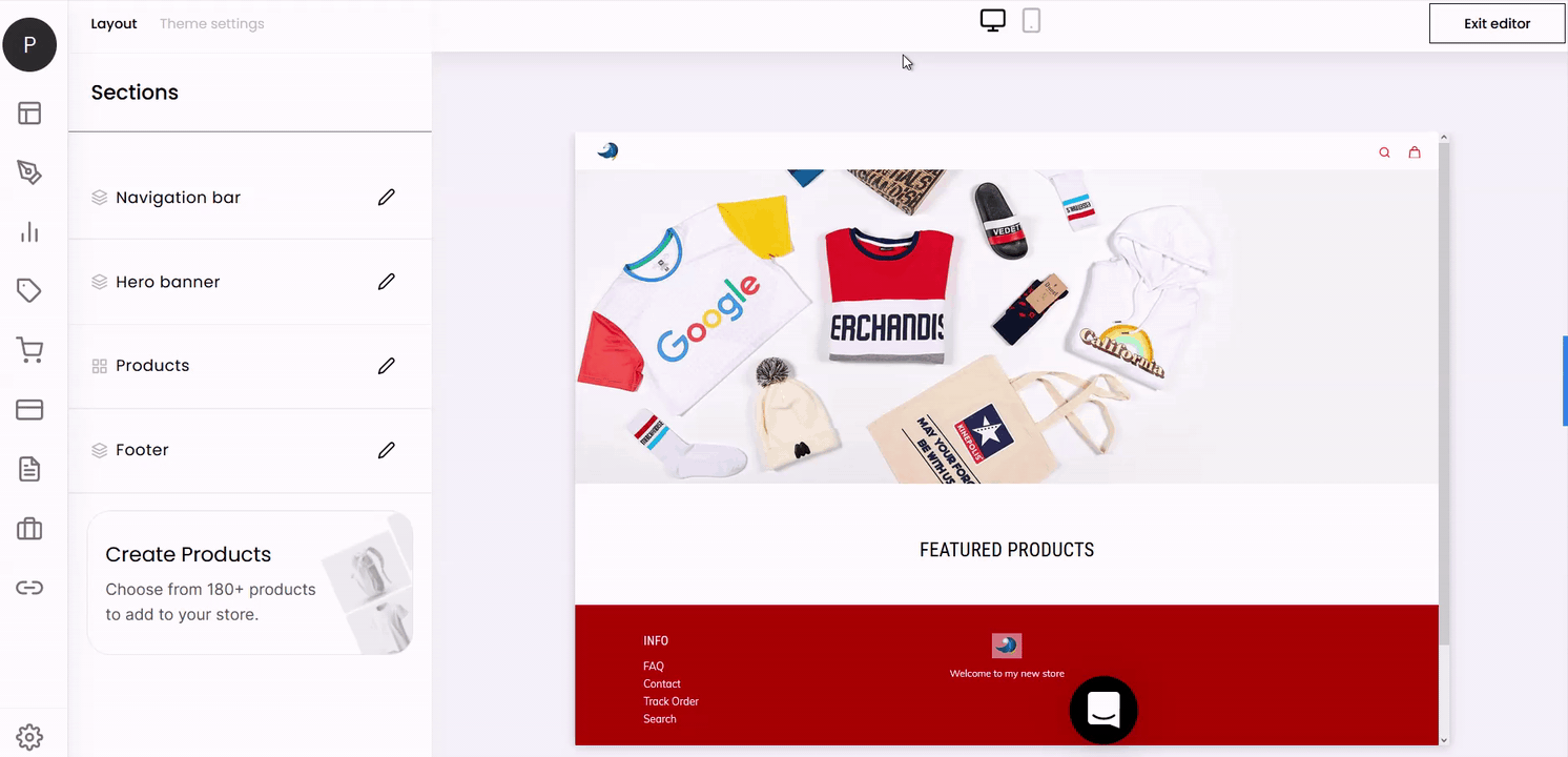 tilpasse og legge til produkter til Springs Store