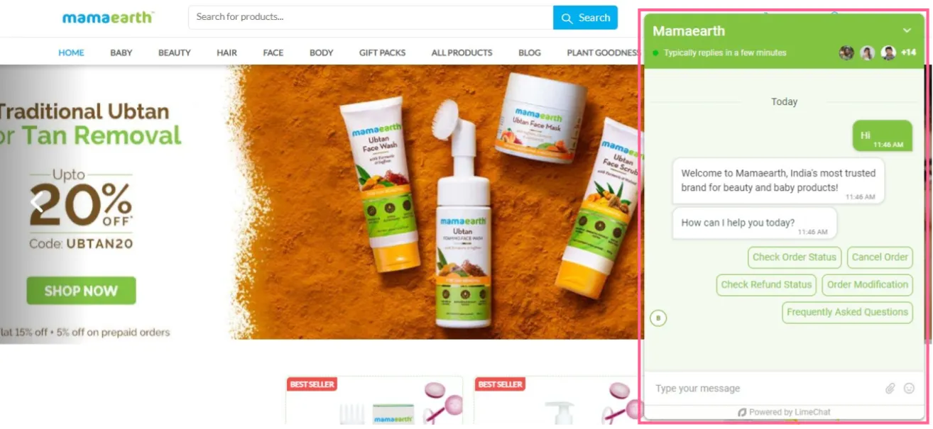 Chatbot de site de commerce électronique