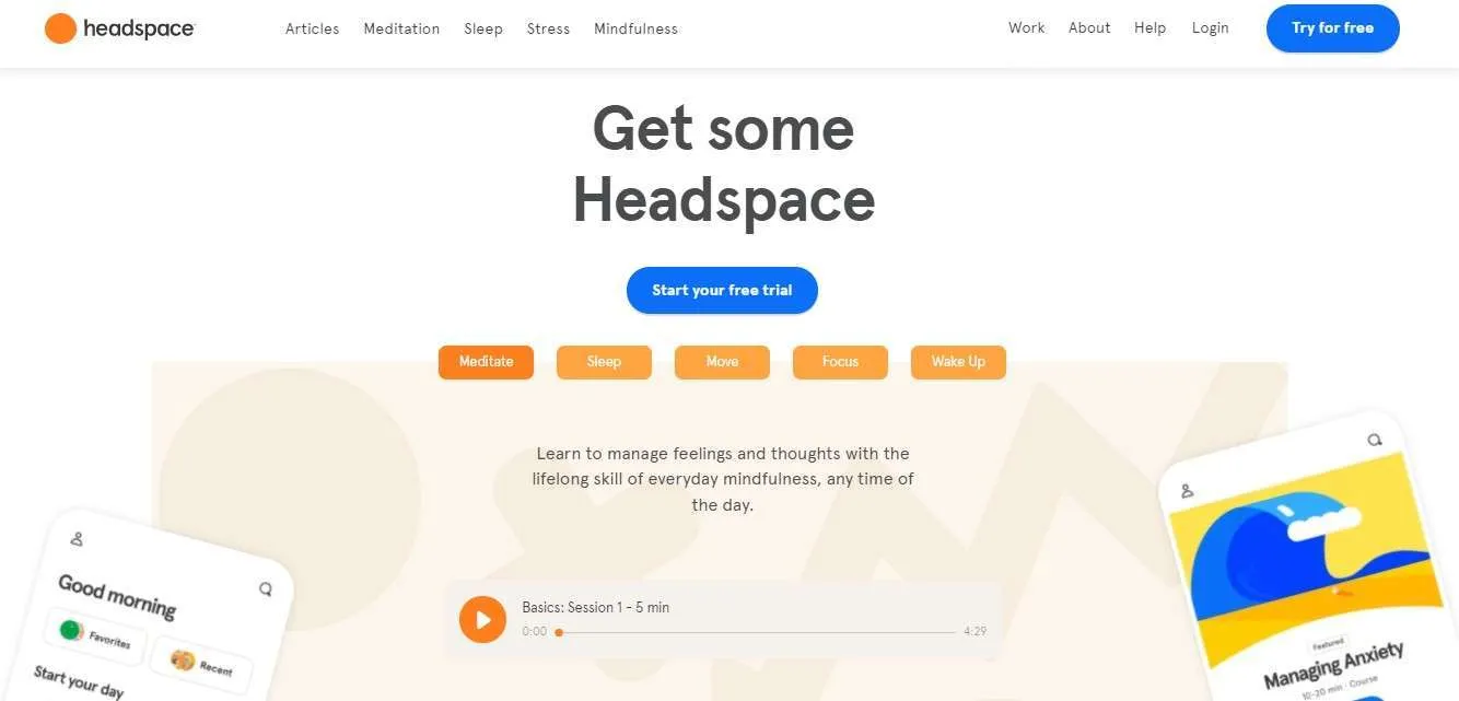 headspace for improving personal well being