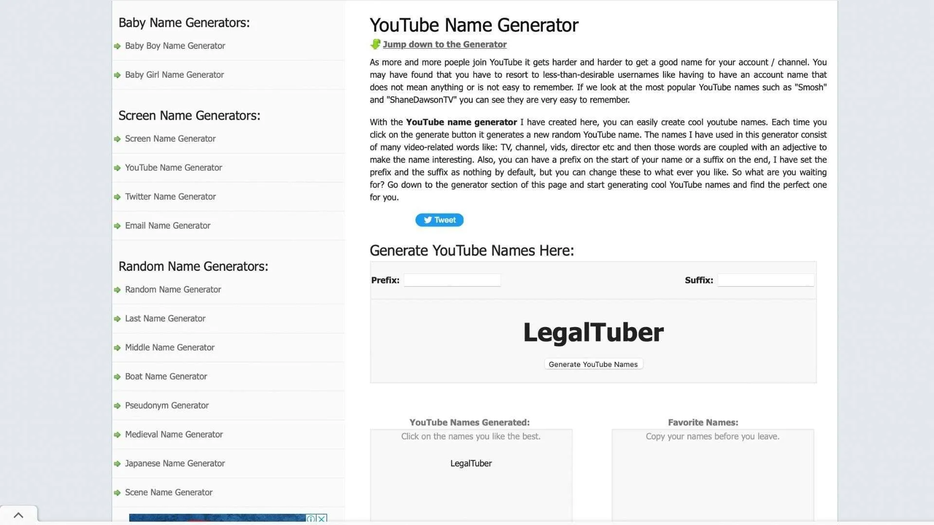 YouTube Name Generator Namegenerator.biz