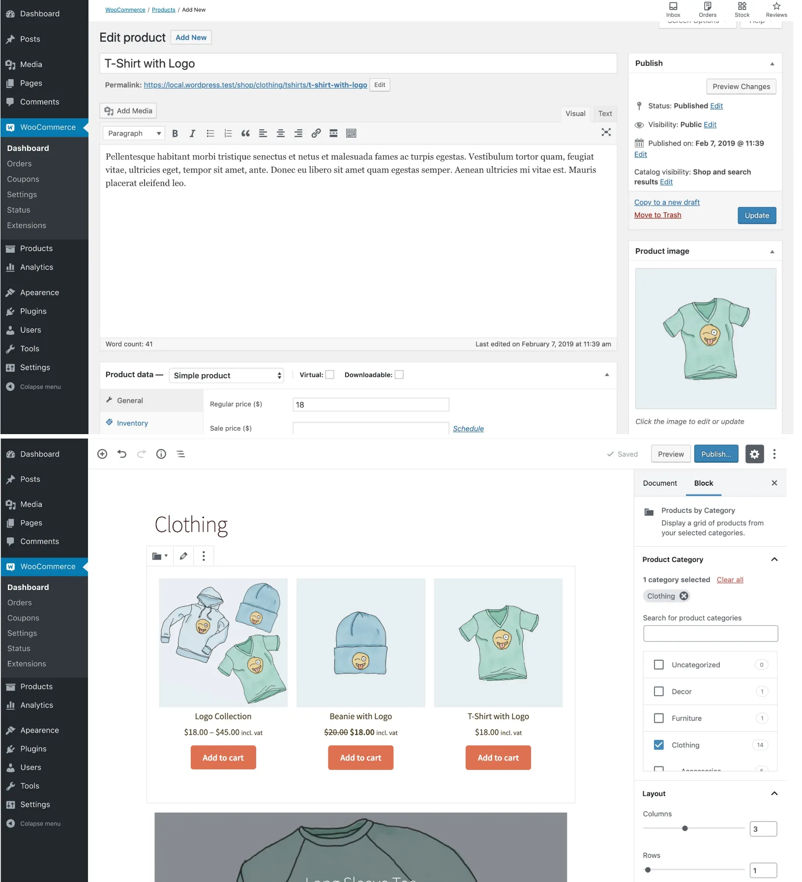 Tableau de bord WooCommerce sur WordPress Tableau de bord WooCommerce sur WordPress