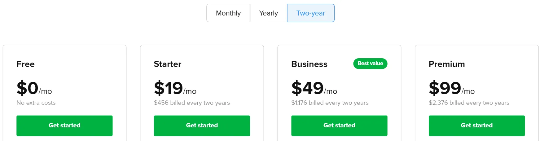 Sellfy two year pricing plan