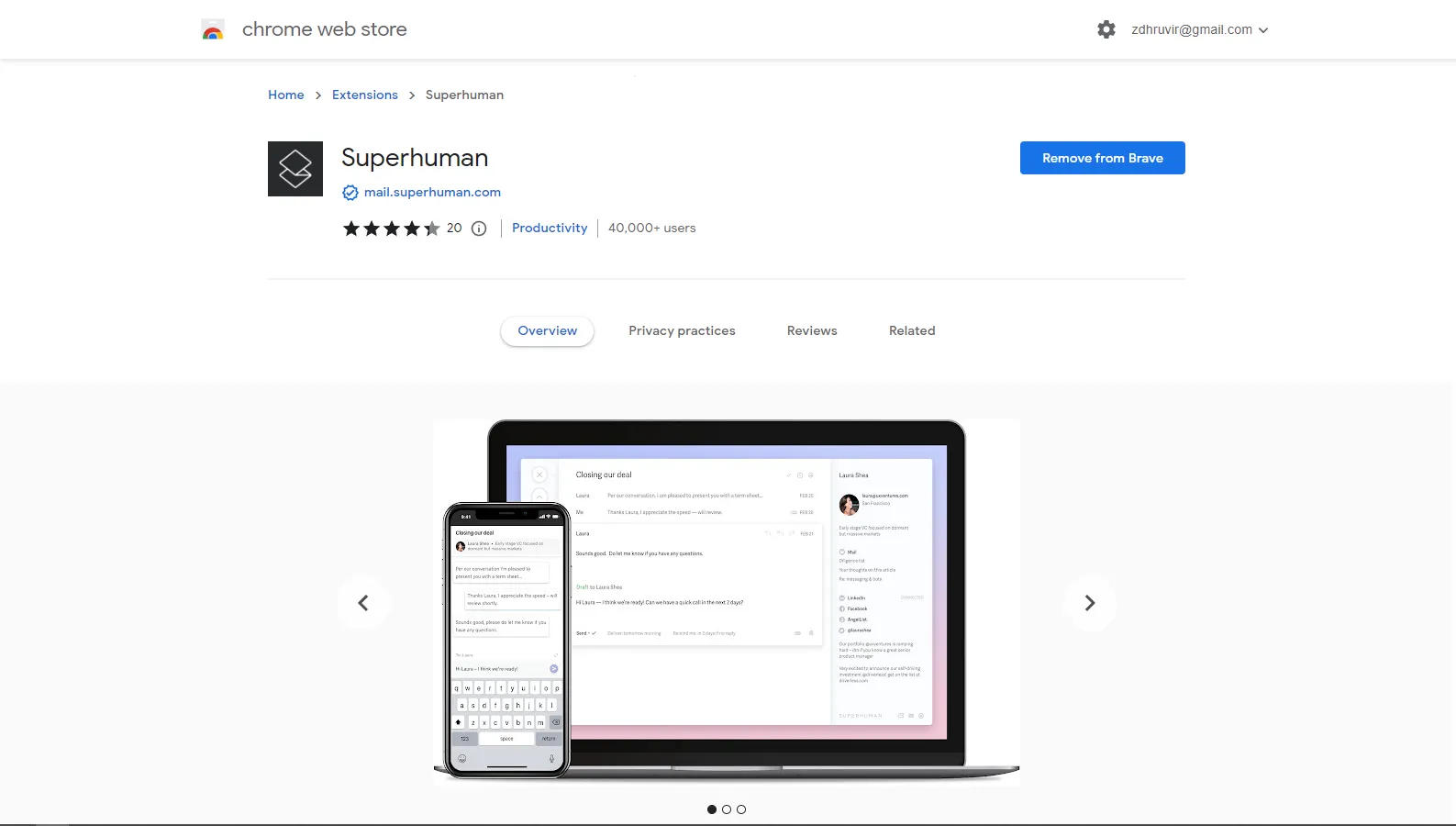 Übermenschliche Chrome-Erweiterung