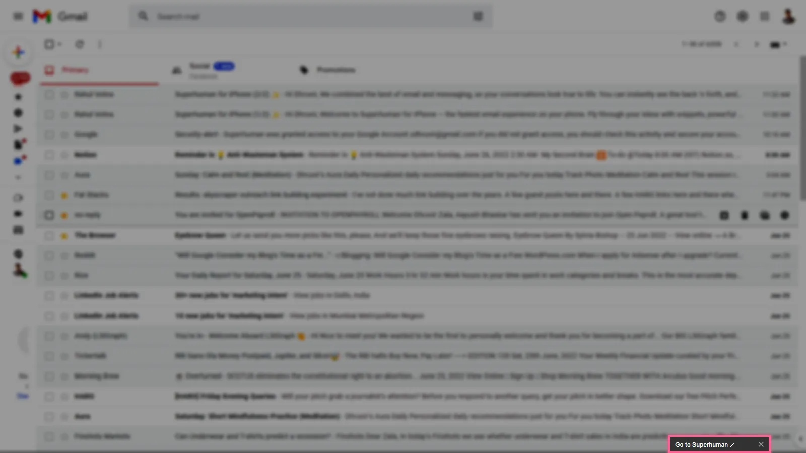 Übermenschliche Schaltfläche in Gmail