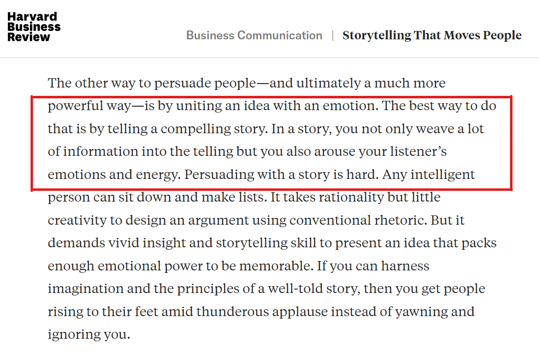 article on why storytelling is important by harvard business review