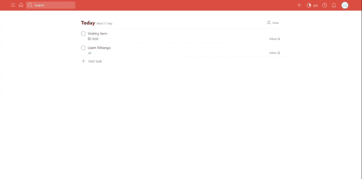 Todoist-Benutzeroberfläche