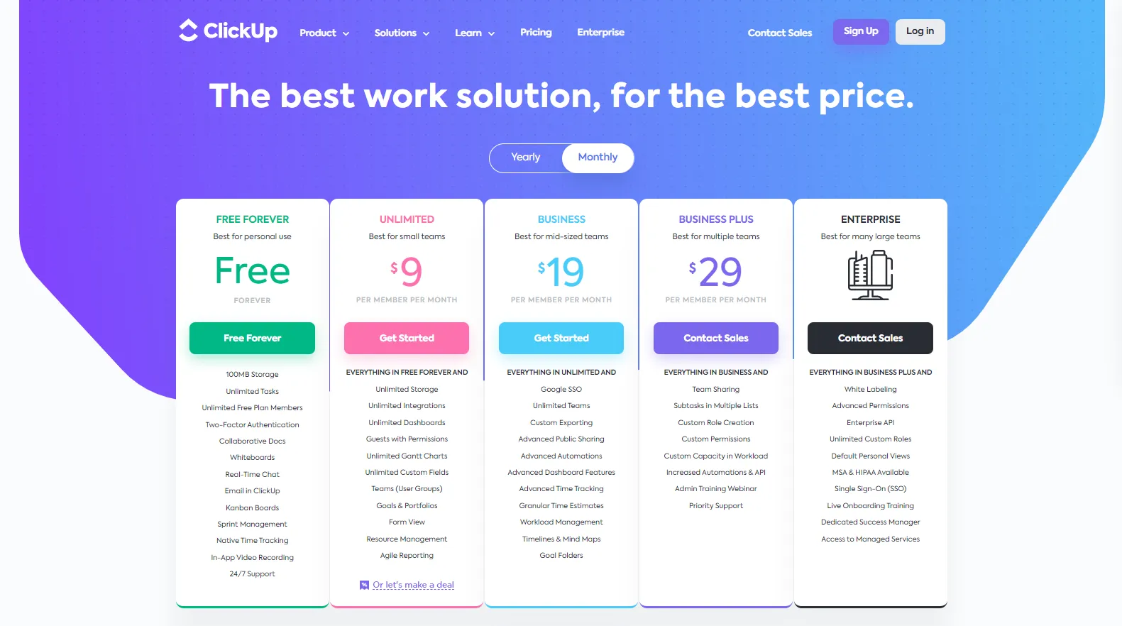 ClickUp-priser