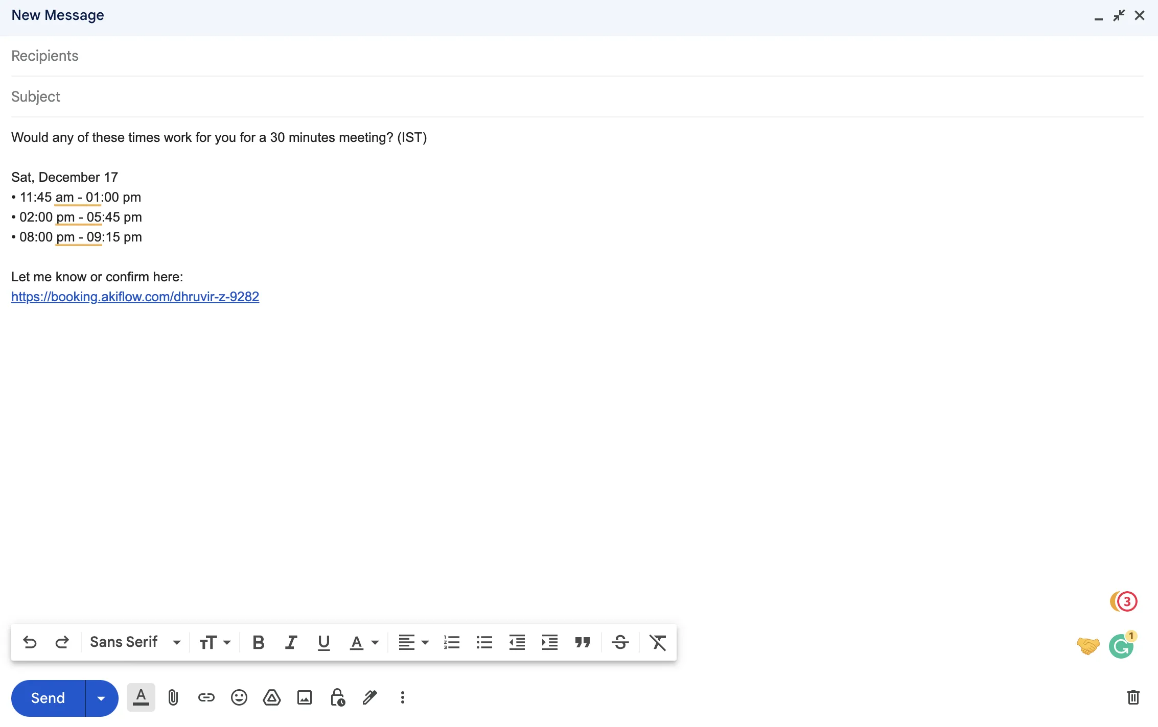 Deel beskikbaarheid op Gmail