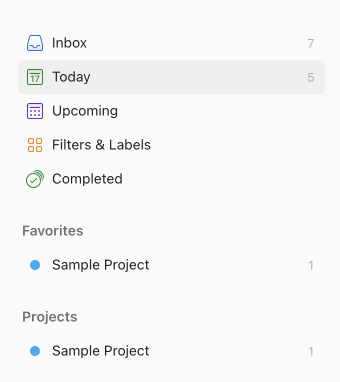 Todoist spyskaart