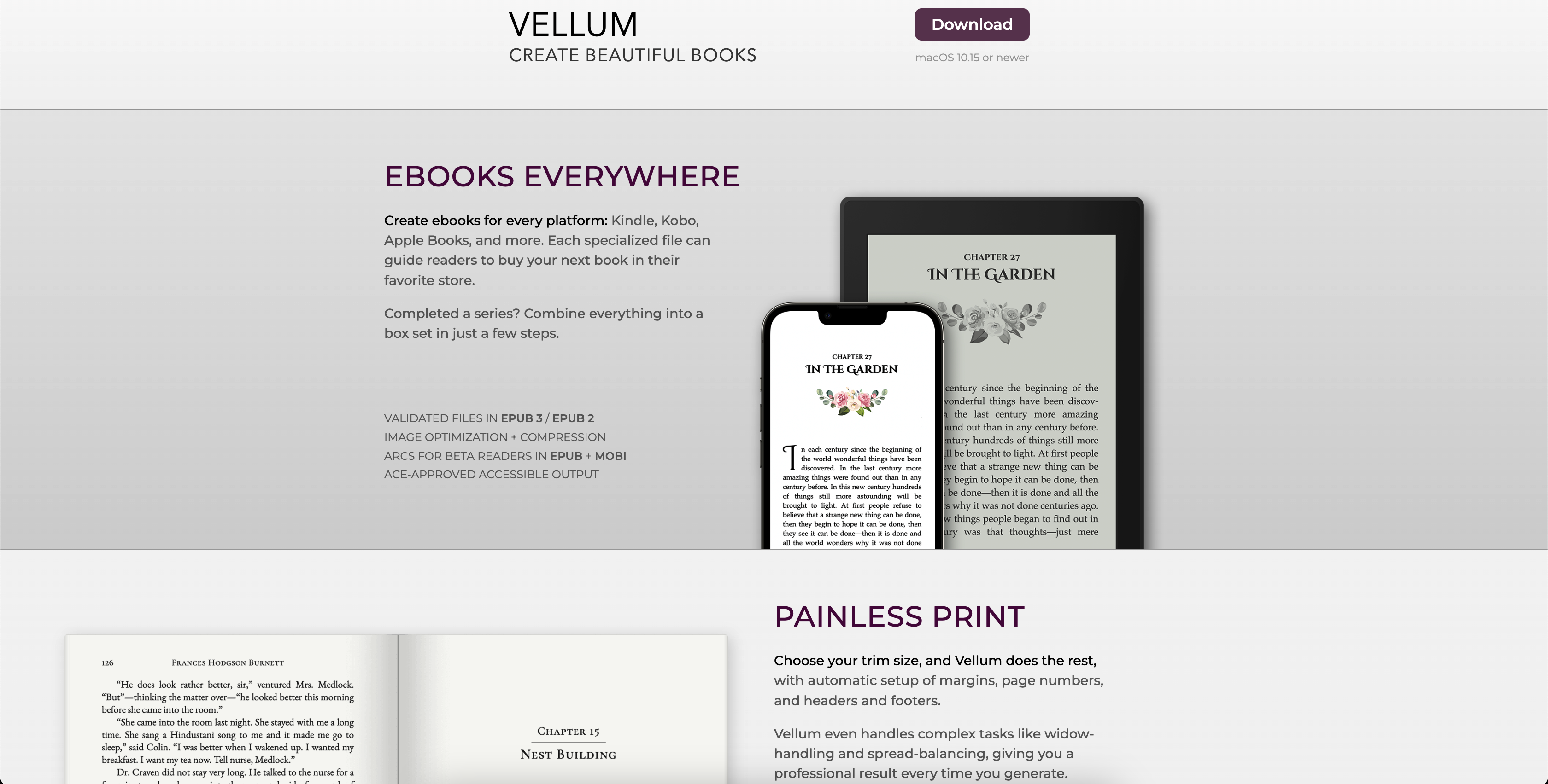 Vellum book design software