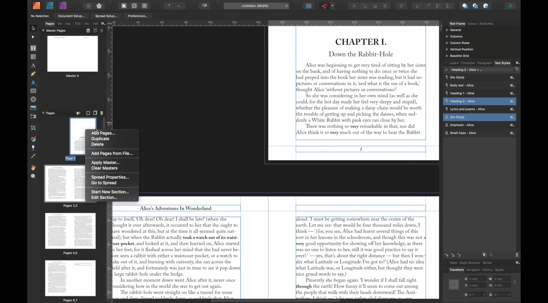 Affinity-Publisher-Oberfläche