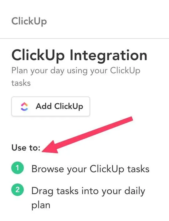ClickUp integration with Sunsama