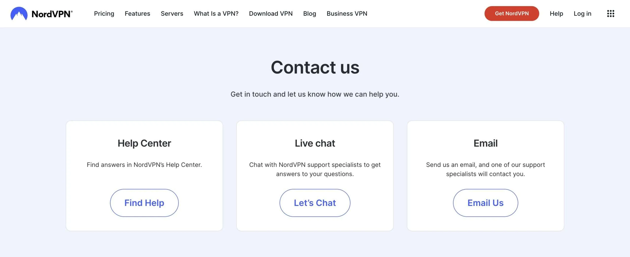 Suporte ao cliente NordVPN