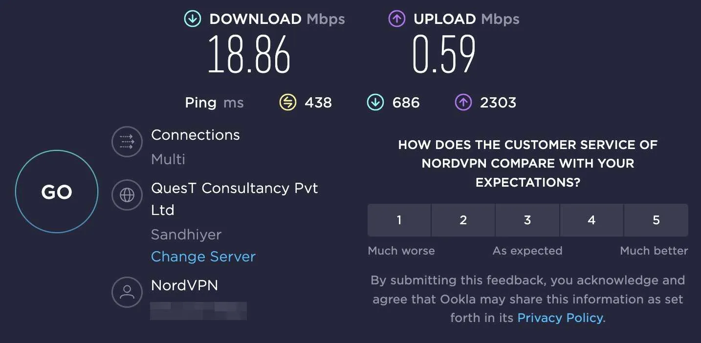 Servidor NordVPN Speed Test Reino Unido