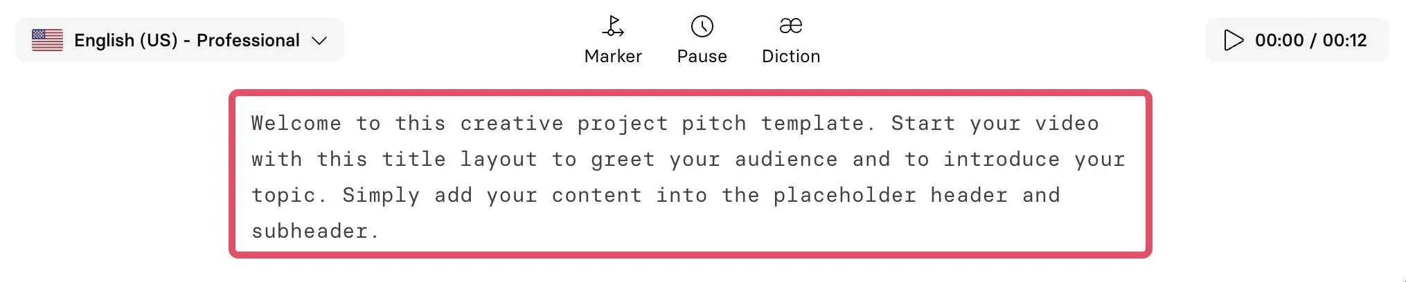 Voiceover tekstbeholder