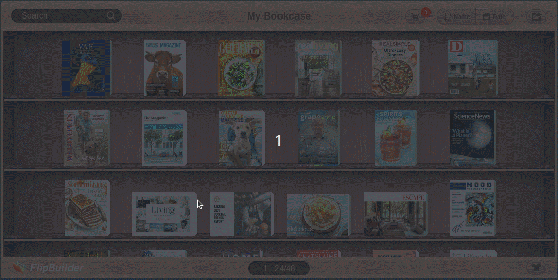 Flipbuilder bookcase feature