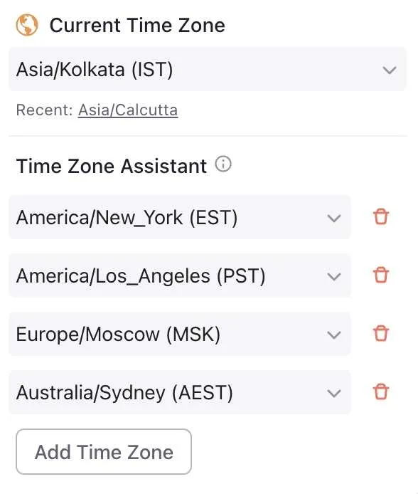 Agregar zonas horarias en Morgen
