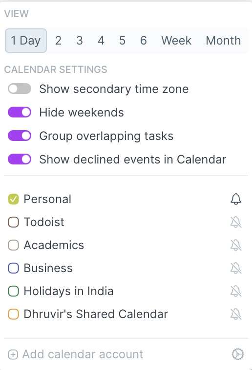 Akiflows calendar settings