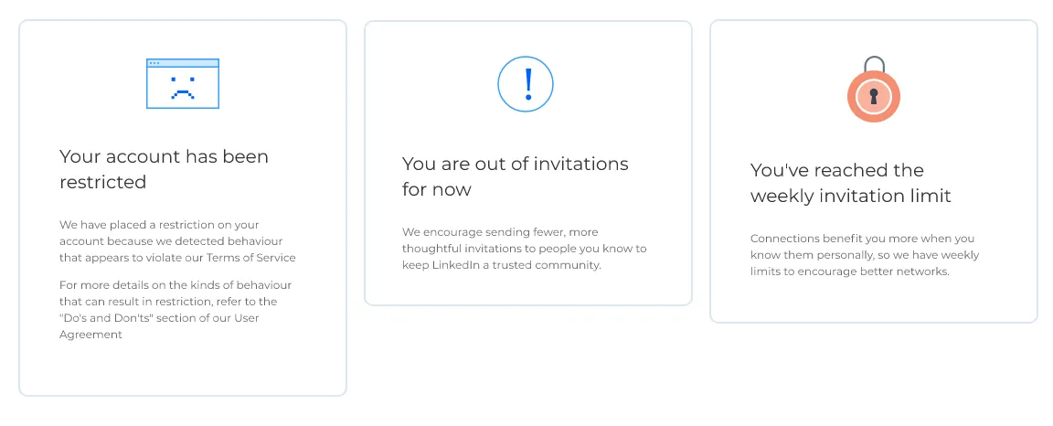 LinkedIn의 오류 메시지 LinkedIn의 오류 메시지