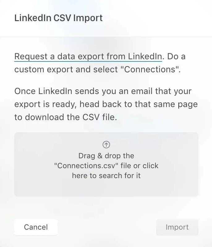 LinkedIn CSV upload