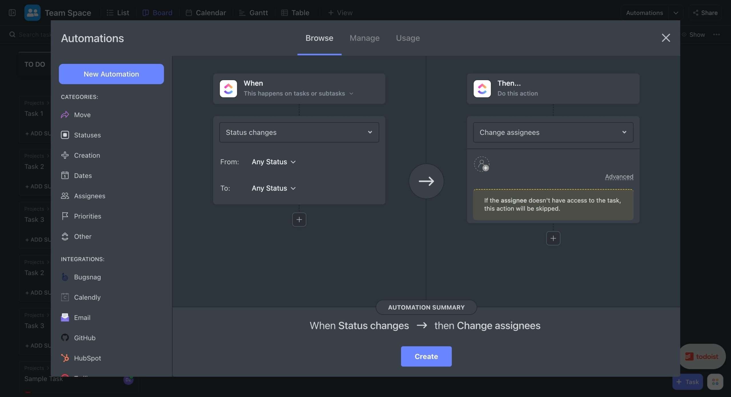 ClickUp automations