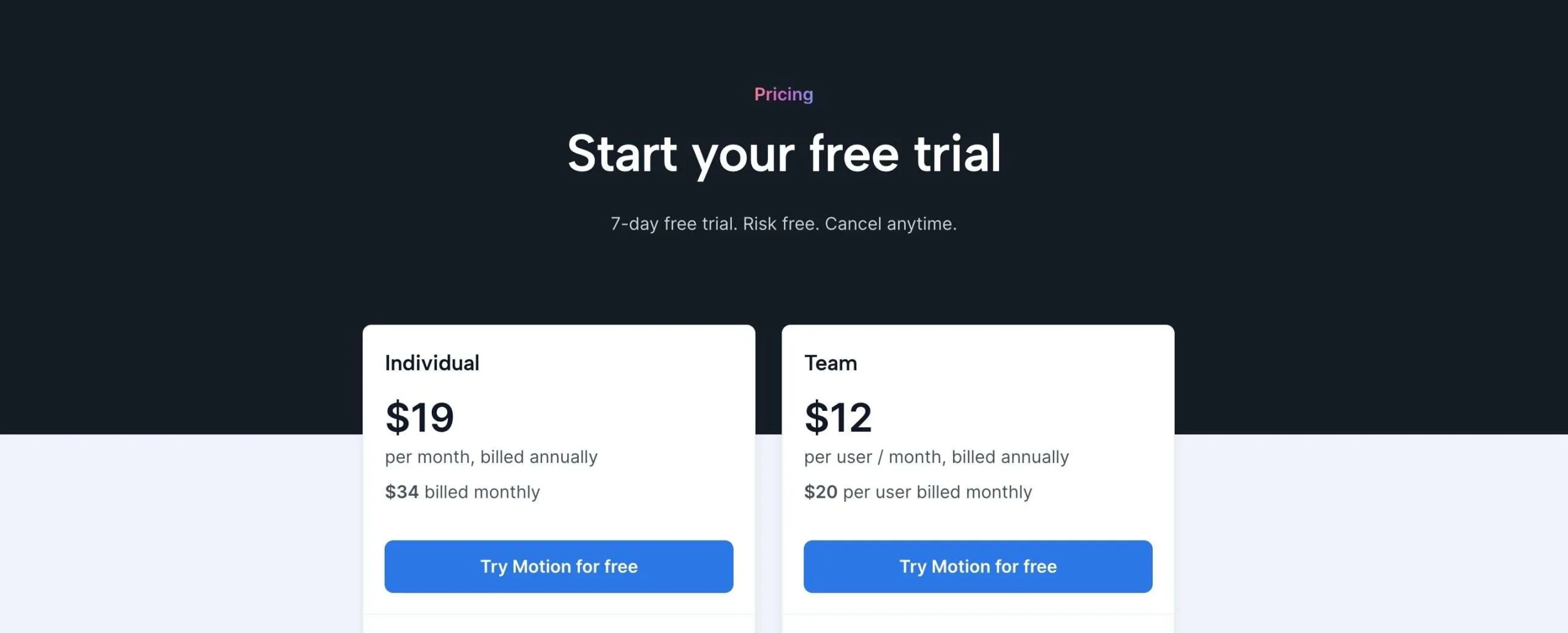 Motion pricing