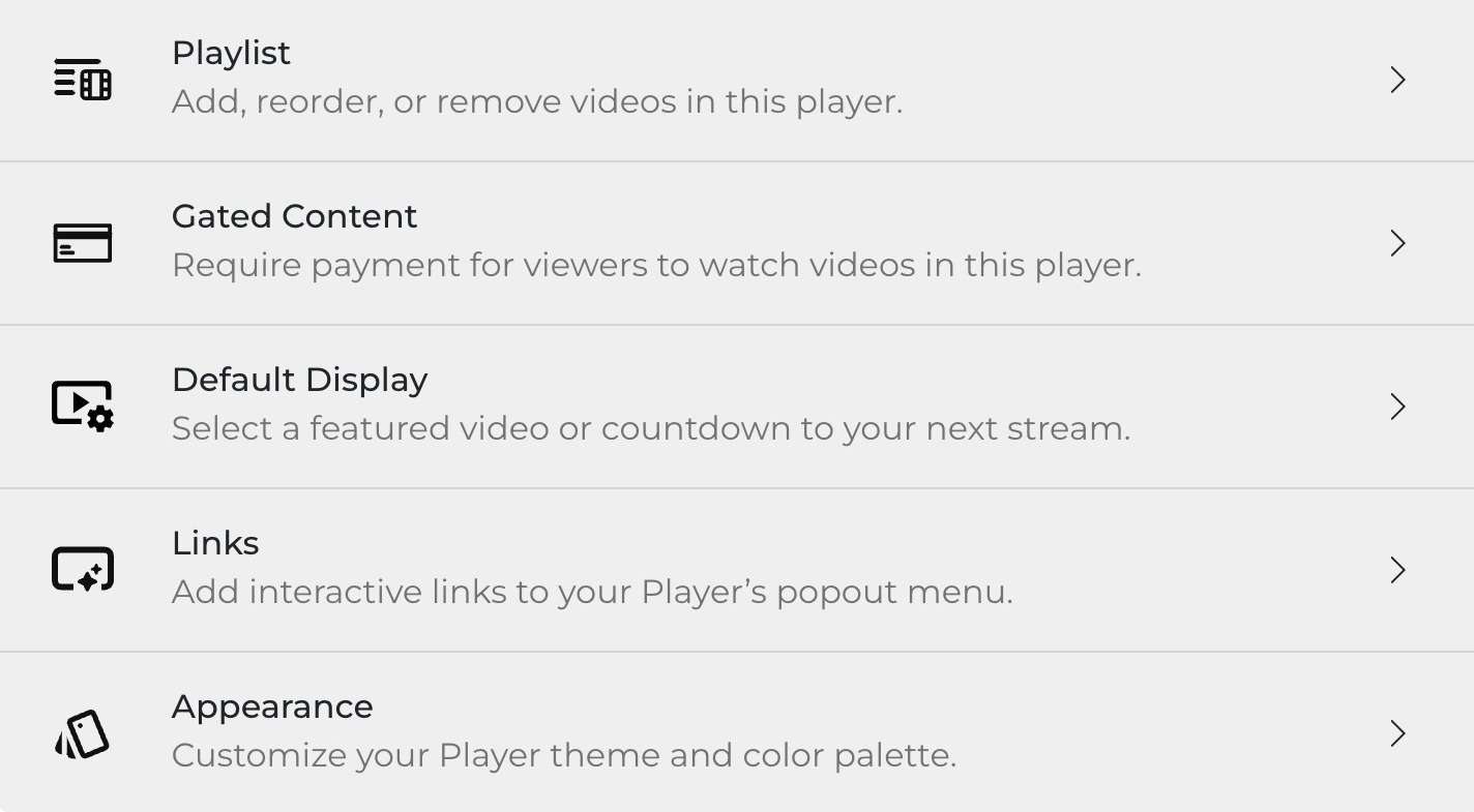 Additional features in Switcher players