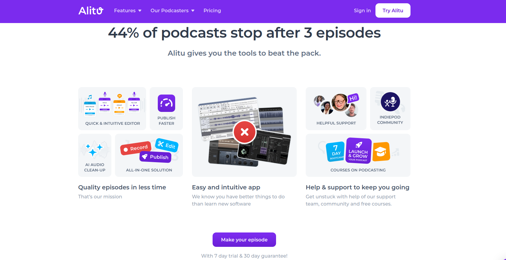 Alitu Podcast editing software
