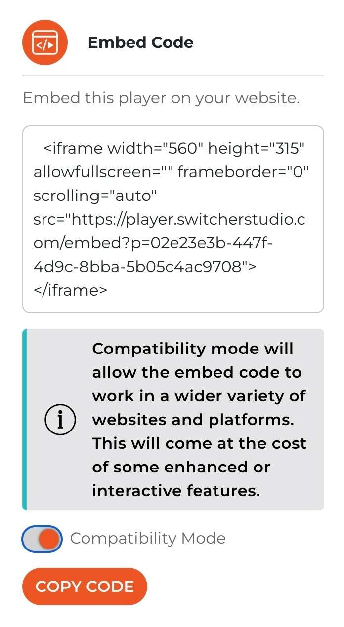 Compatibility mode in Switcher players