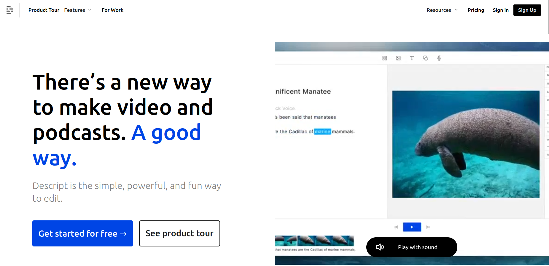 Descript podcast editing software