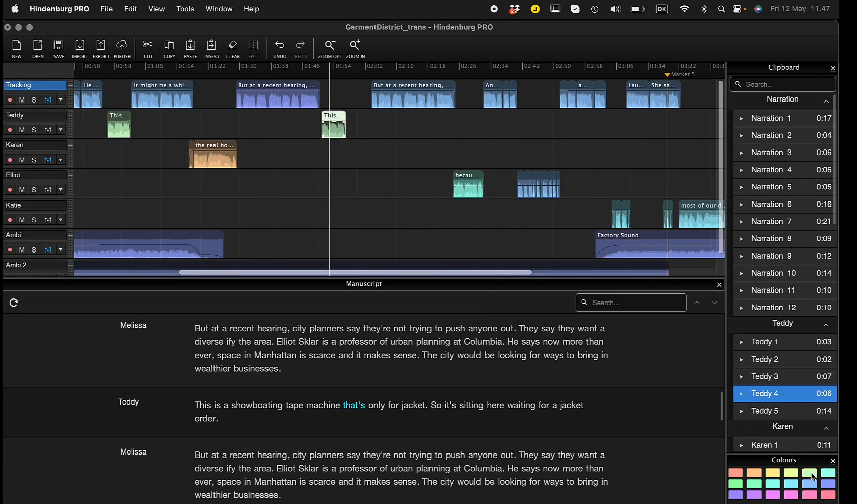 Hindenburg Pro editor panel