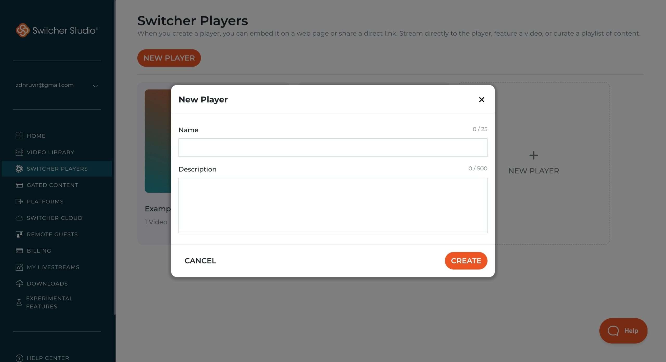 Name and description of a Switcher Player