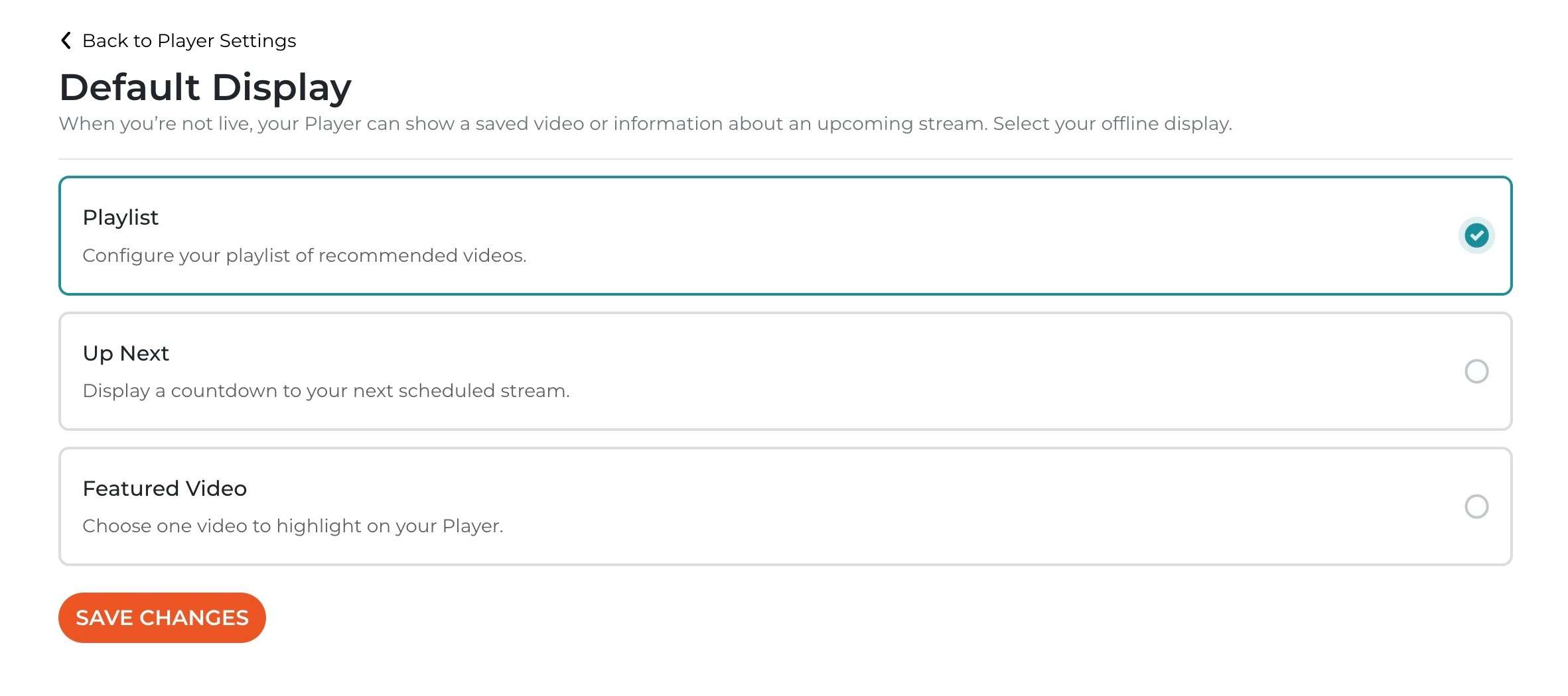 Switcher player default display