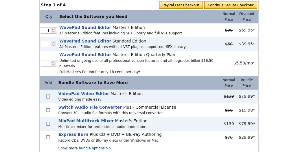WavePad pricing