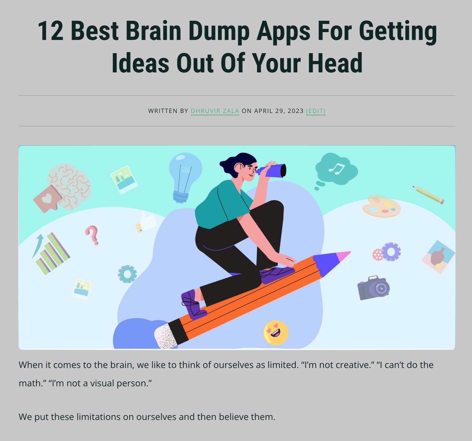 Brain dump apps article