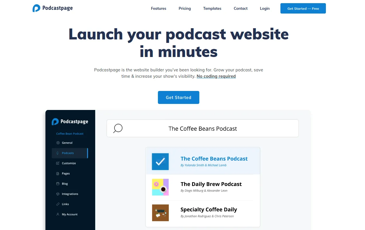 Graditelj spletnega mesta Podcastpage.io Graditelj spletnega mesta Podcastpage.io