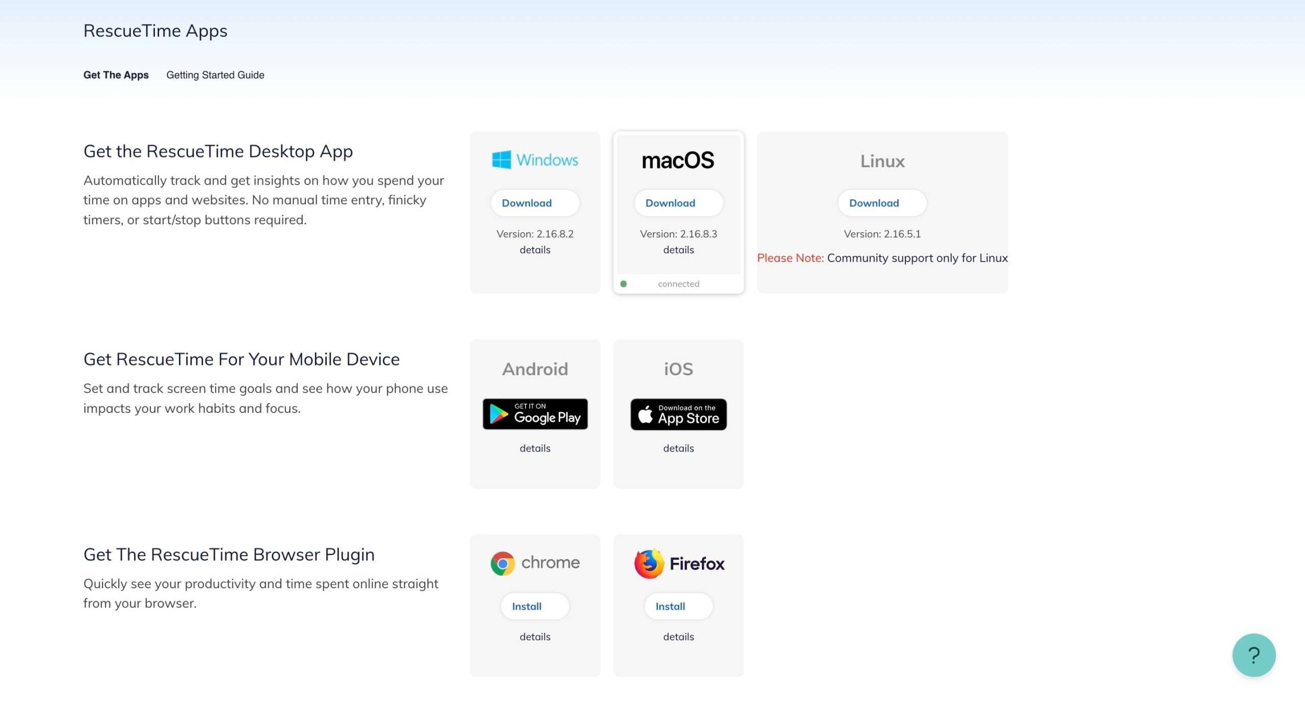 Loaʻa ka platform app RescueTime