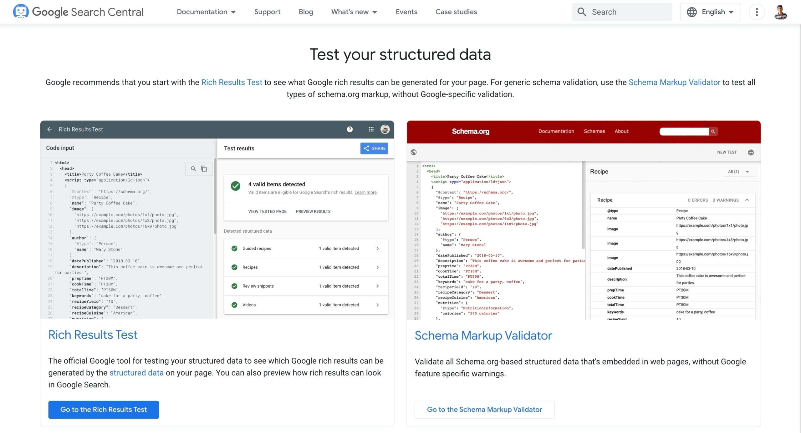 Googles Structured Data Testing Tool