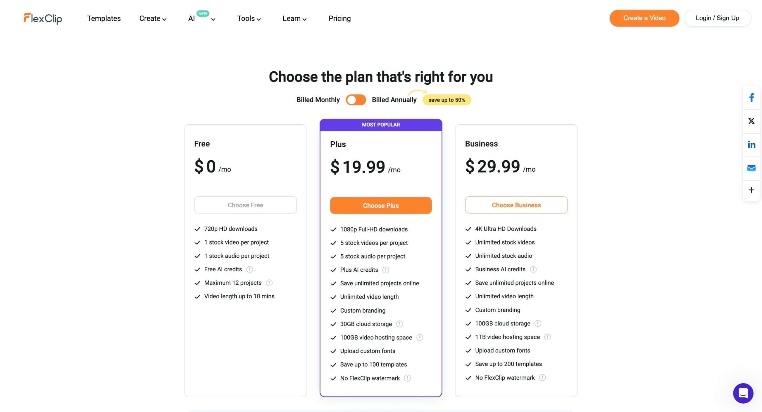 FlexClip pricing