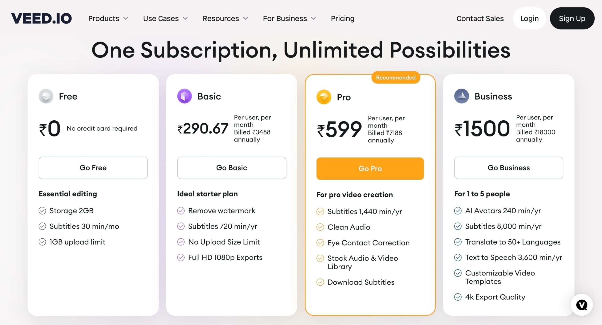 Veed.io pricing