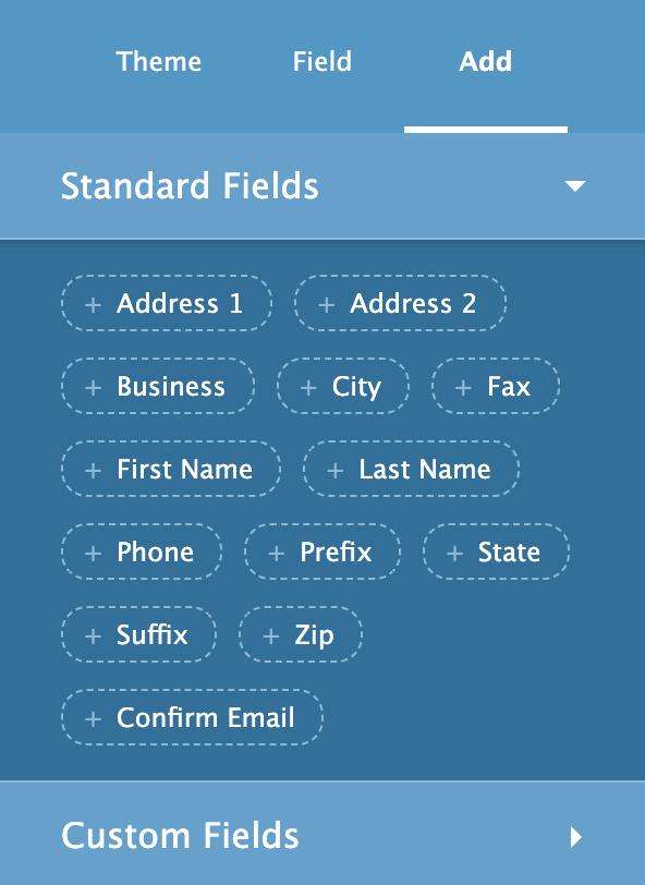 Adding fields in iContact forms