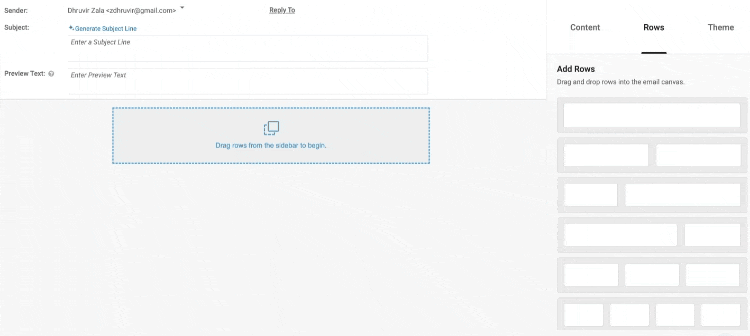 Drop rows inside iContact email editor